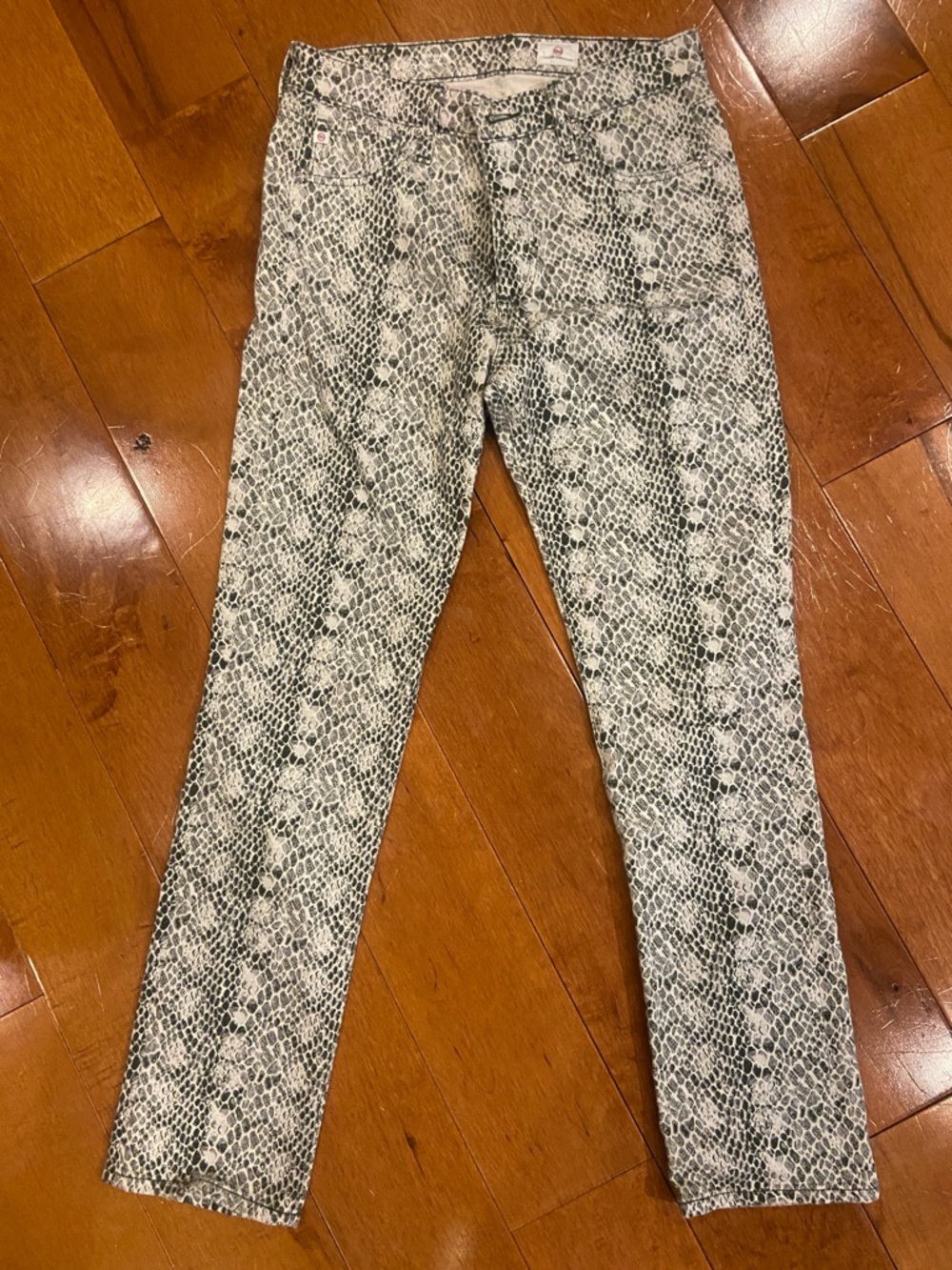 AG Adriano Goldschmied Black & White Snake Print Slim Pants